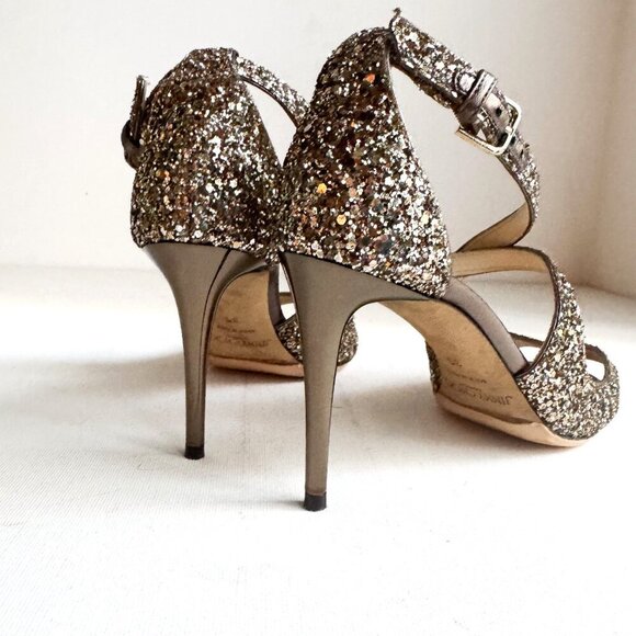 Jimmy Choo Bronze Glitter Emily Heels 35 - Picture 7 of 10